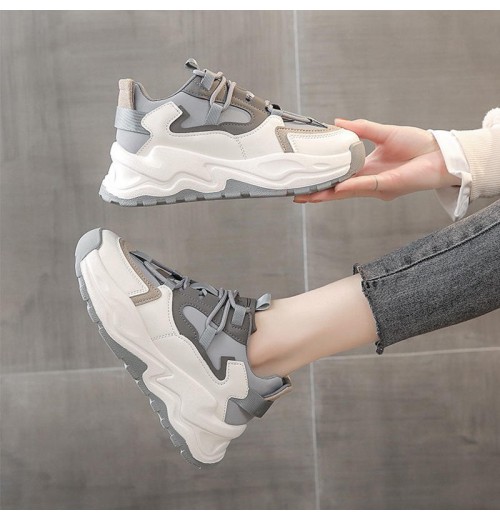 Casual Lace Up Women's Platform Chunky Sneakers Fashion Dad Sneakers Comfortable Lightweight women's flat walking Shoes