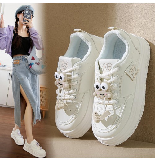 Wholesale Women's Leather Platform Sneakers Casual Comfort Walking Shoes Chunky Shoes Women Casual Shoes Womens Sneakers