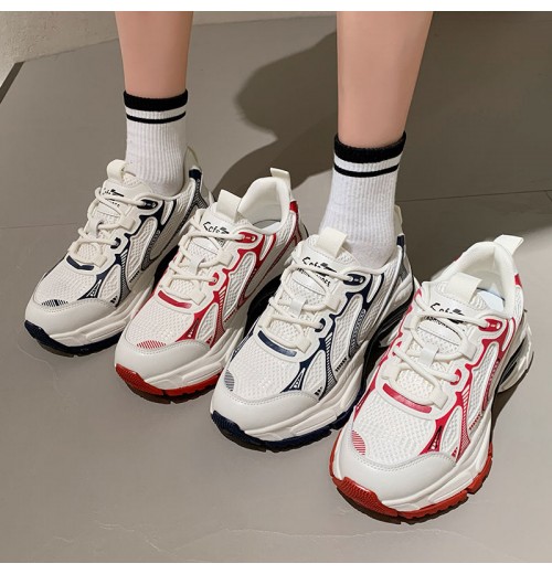 New Trendy Wholesale Women Sneakers Red Blue Height Increasing Casual Shoes Woman